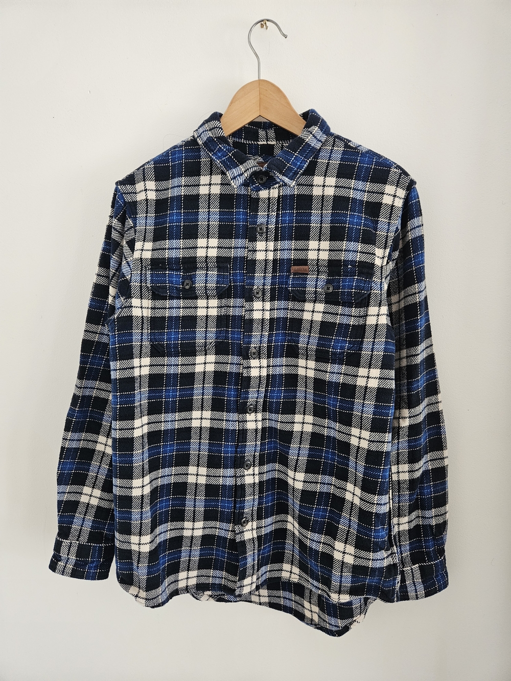 Orvis Plaid Flannel Shirt Mens Medium Heavy Cotton Long Sleeve Button-Up